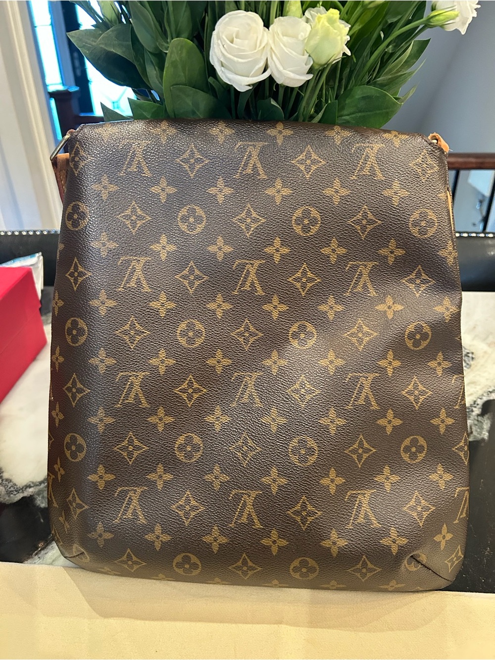 Louis Vuitton Monogram Canvas Crossbody in Brown with Tan Strap